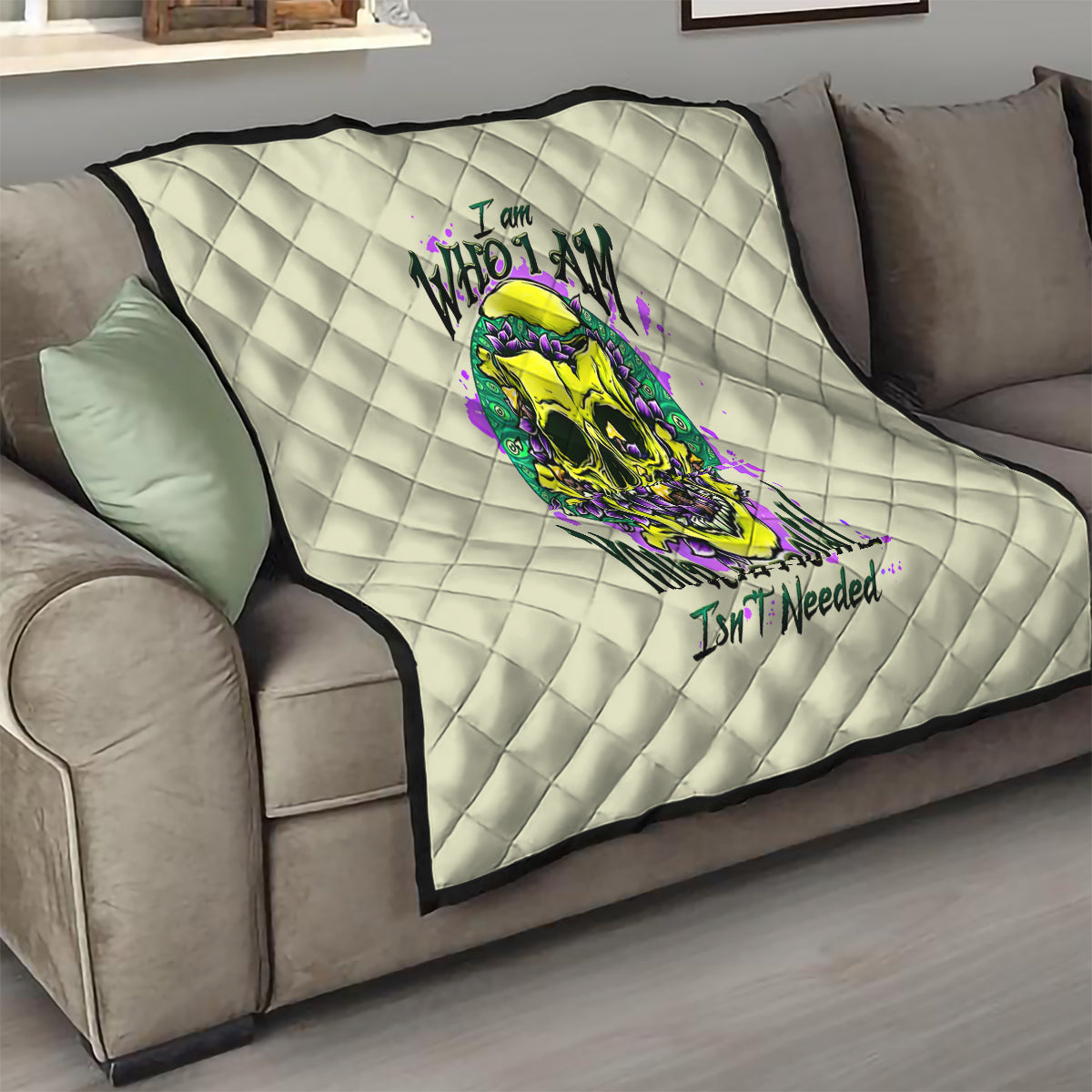 Flower Skull Quilt Iam Who Iam Your Approval Isn't Need - Wonder Print Shop