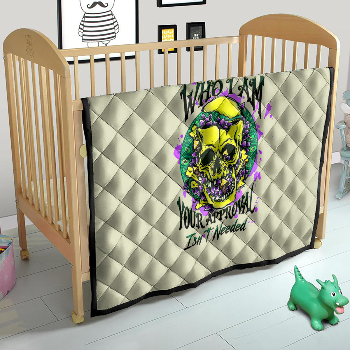 Flower Skull Quilt Iam Who Iam Your Approval Isn't Need - Wonder Print Shop