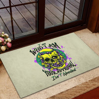 Flower Skull Rubber Doormat Iam Who Iam Your Approval Isn't Need - Wonder Print Shop
