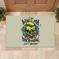 Flower Skull Rubber Doormat Iam Who Iam Your Approval Isn't Need - Wonder Print Shop
