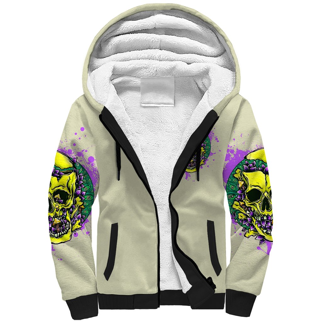 Flower Skull Sherpa Hoodie Iam Who Iam Your Approval Isn't Need - Wonder Print Shop