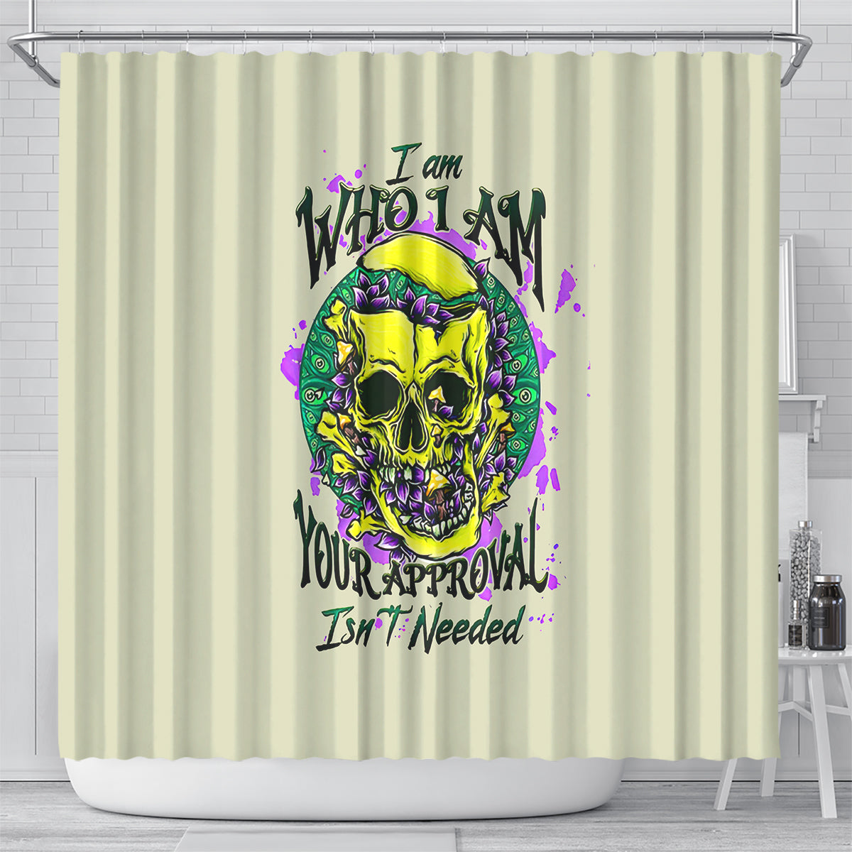 flower-skull-shower-curtain-iam-who-iam-your-approval-isnt-need
