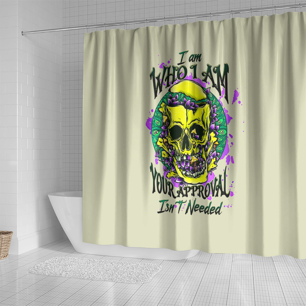 flower-skull-shower-curtain-iam-who-iam-your-approval-isnt-need
