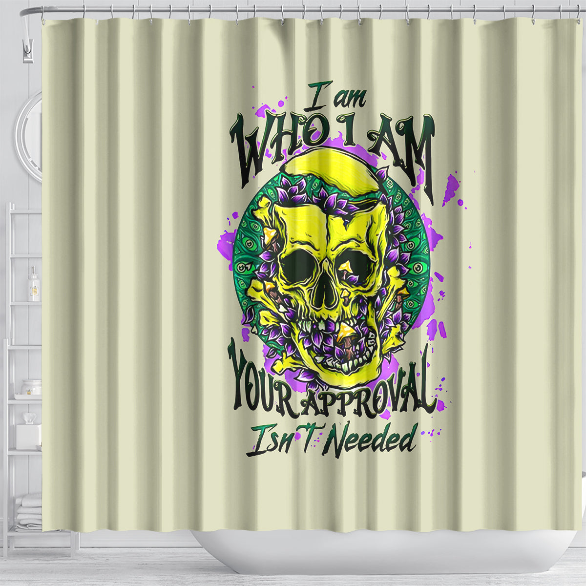 flower-skull-shower-curtain-iam-who-iam-your-approval-isnt-need