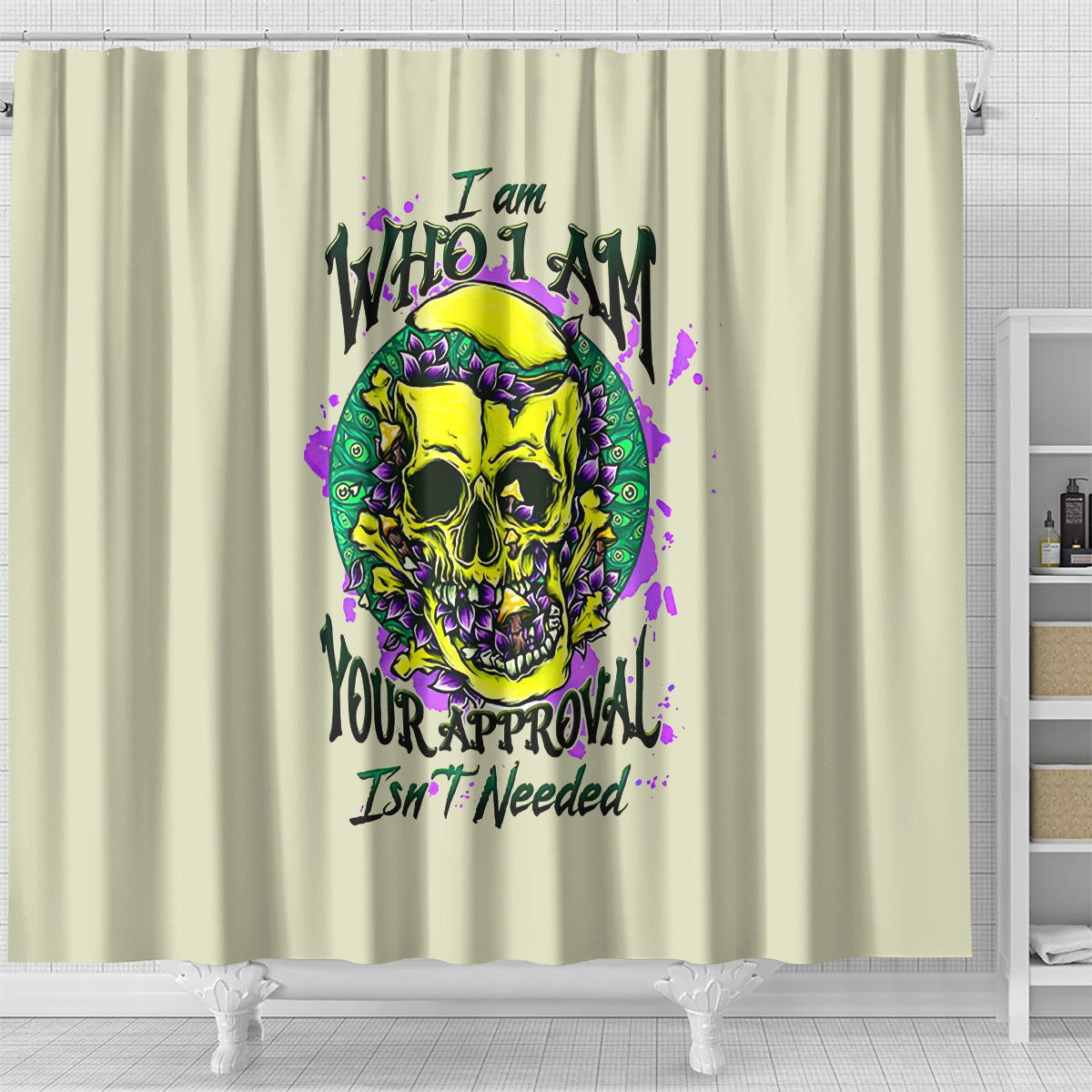 flower-skull-shower-curtain-iam-who-iam-your-approval-isnt-need