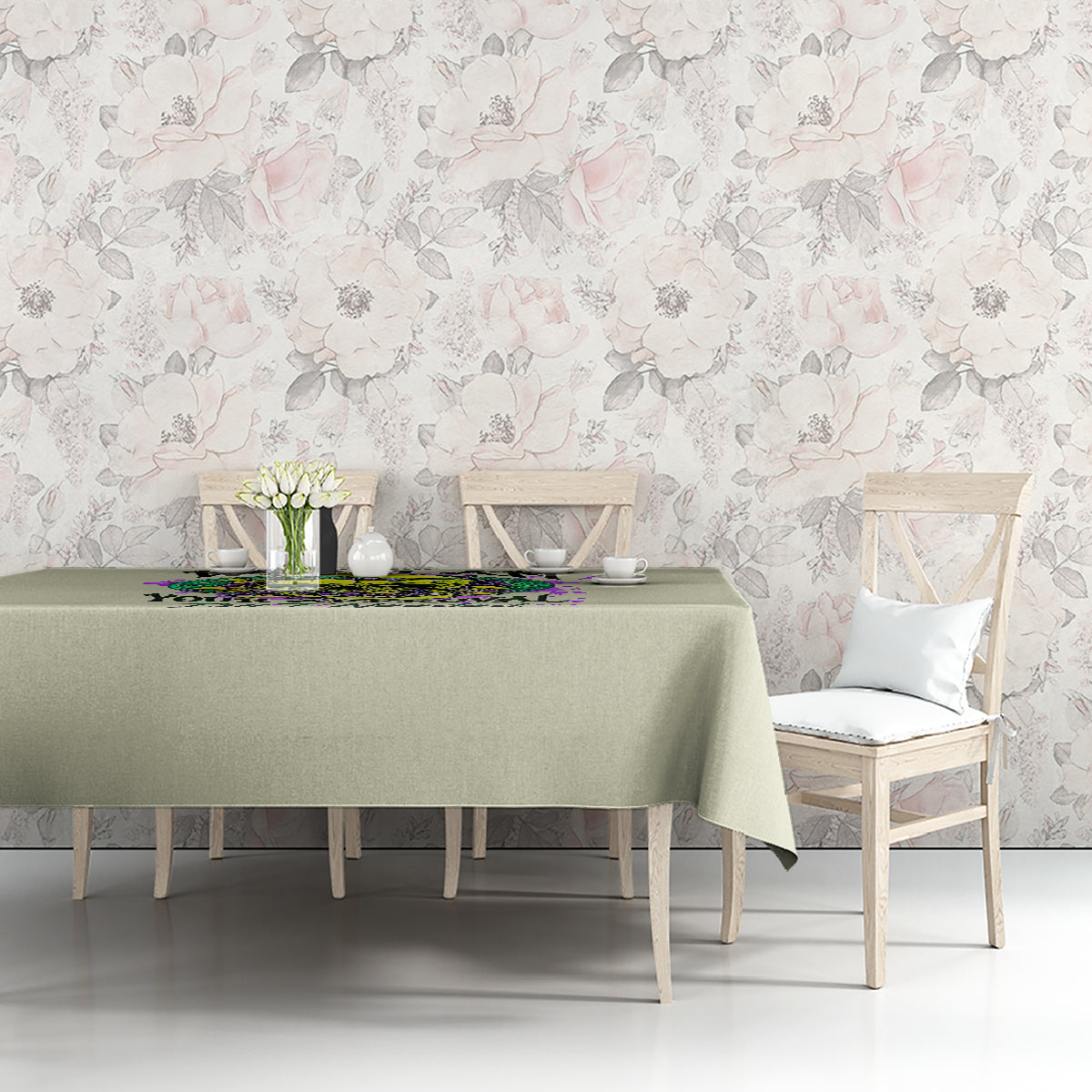 Flower Skull Tablecloth Iam Who Iam Your Approval Isn't Need - Wonder Print Shop