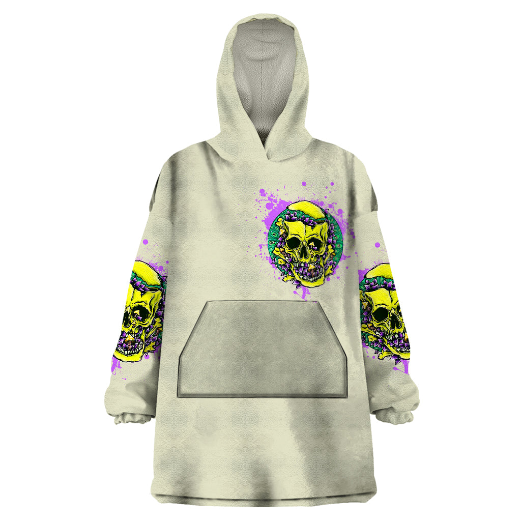 Flower Skull Wearable Blanket Hoodie Iam Who Iam Your Approval Isn't Need - Wonder Print Shop