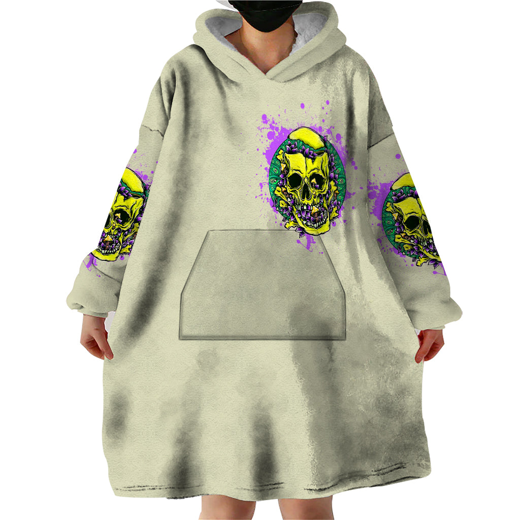 Flower Skull Wearable Blanket Hoodie Iam Who Iam Your Approval Isn't Need - Wonder Print Shop