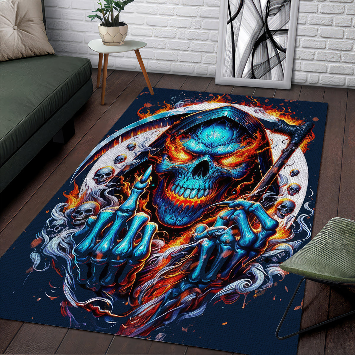 Reaper Skull Area Rug My Give A Fuck Is Broken But My Go Fuck Yourself Is Fully Functional - Wonder Print Shop