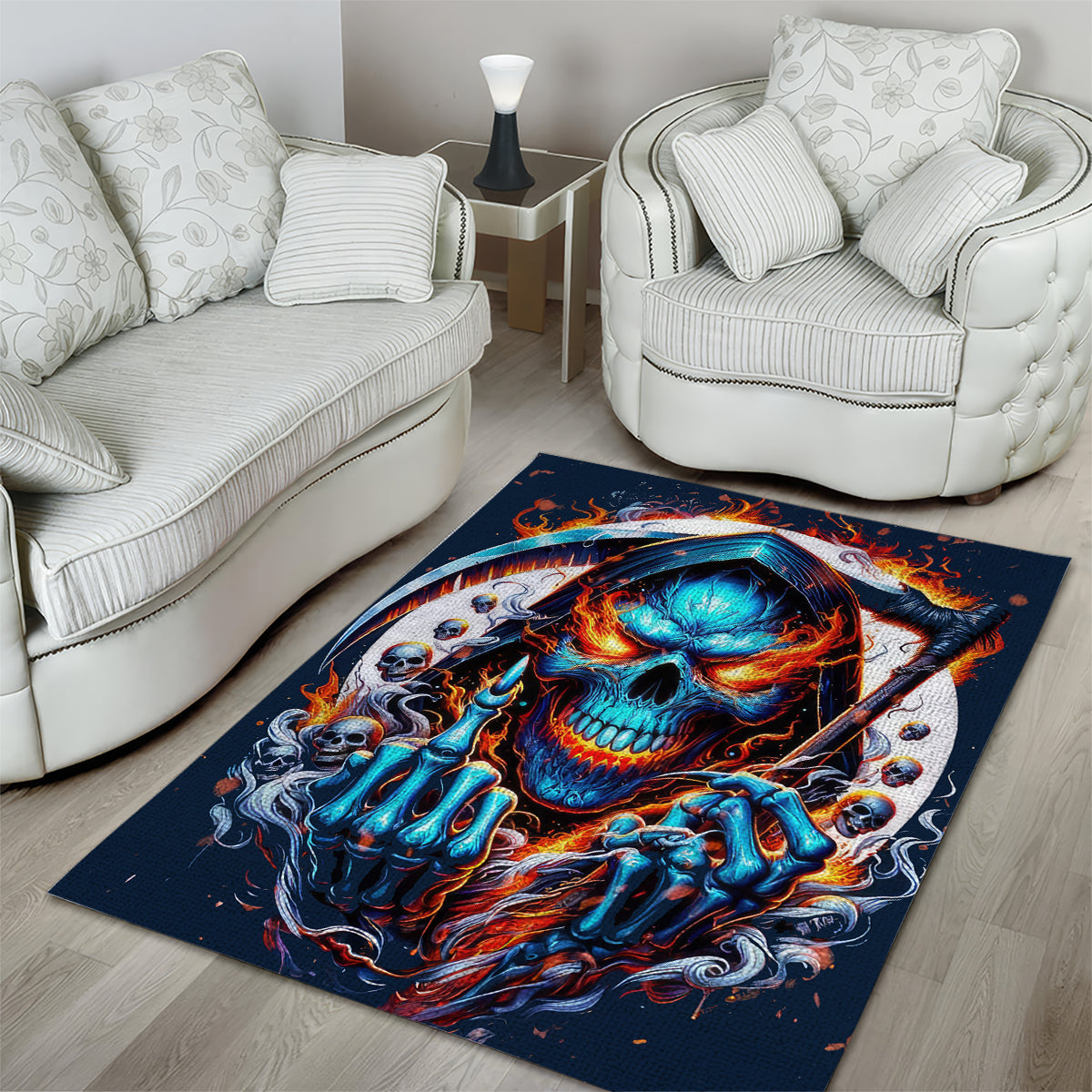 Reaper Skull Area Rug My Give A Fuck Is Broken But My Go Fuck Yourself Is Fully Functional - Wonder Print Shop