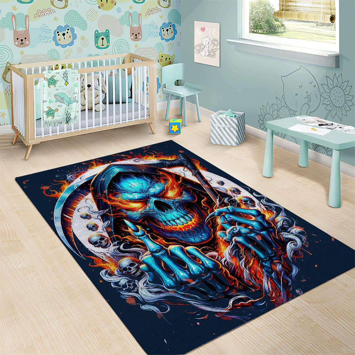 Reaper Skull Area Rug My Give A Fuck Is Broken But My Go Fuck Yourself Is Fully Functional - Wonder Print Shop