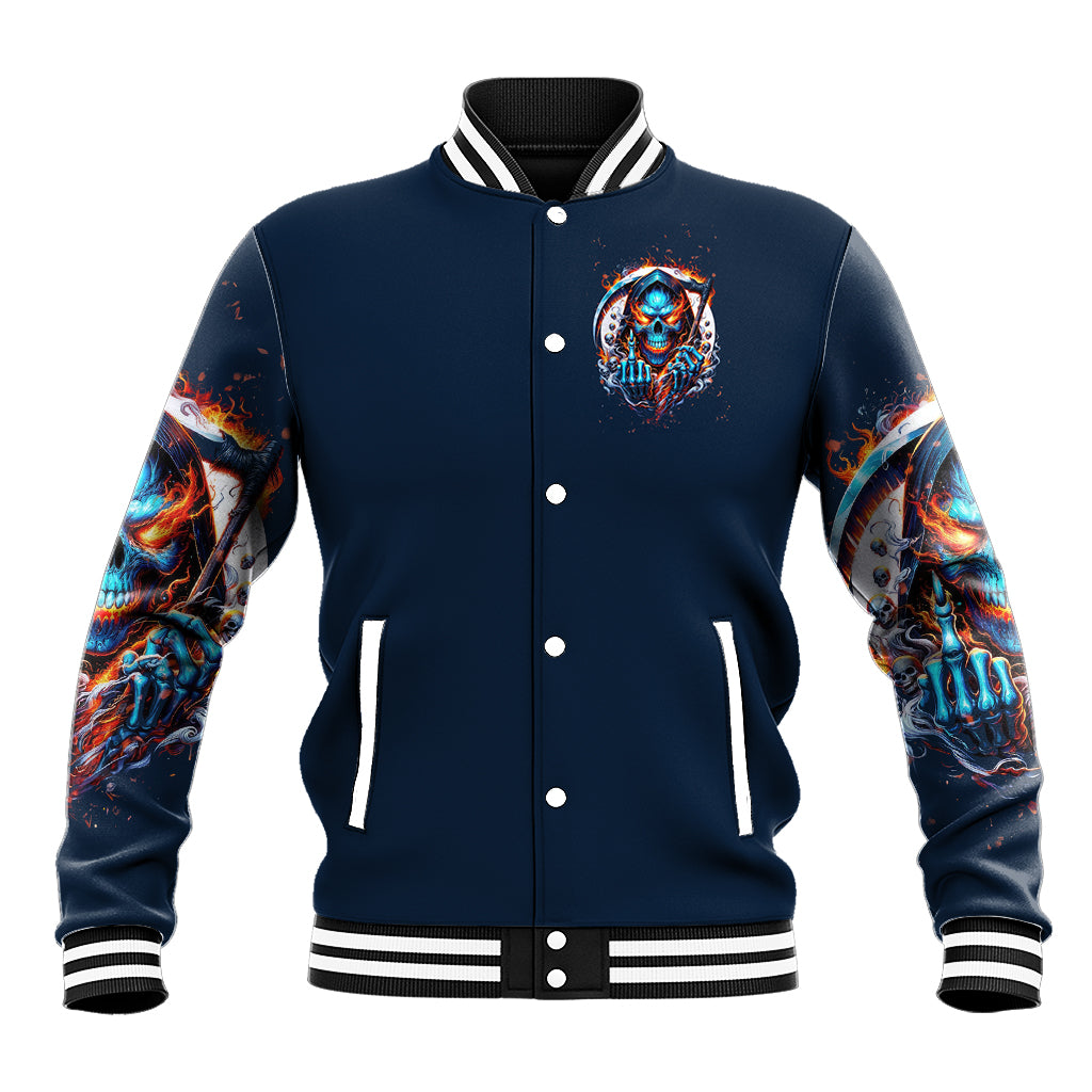 Reaper Skull Baseball Jacket My Give A Fuck Is Broken But My Go Fuck Yourself Is Fully Functional - Wonder Print Shop