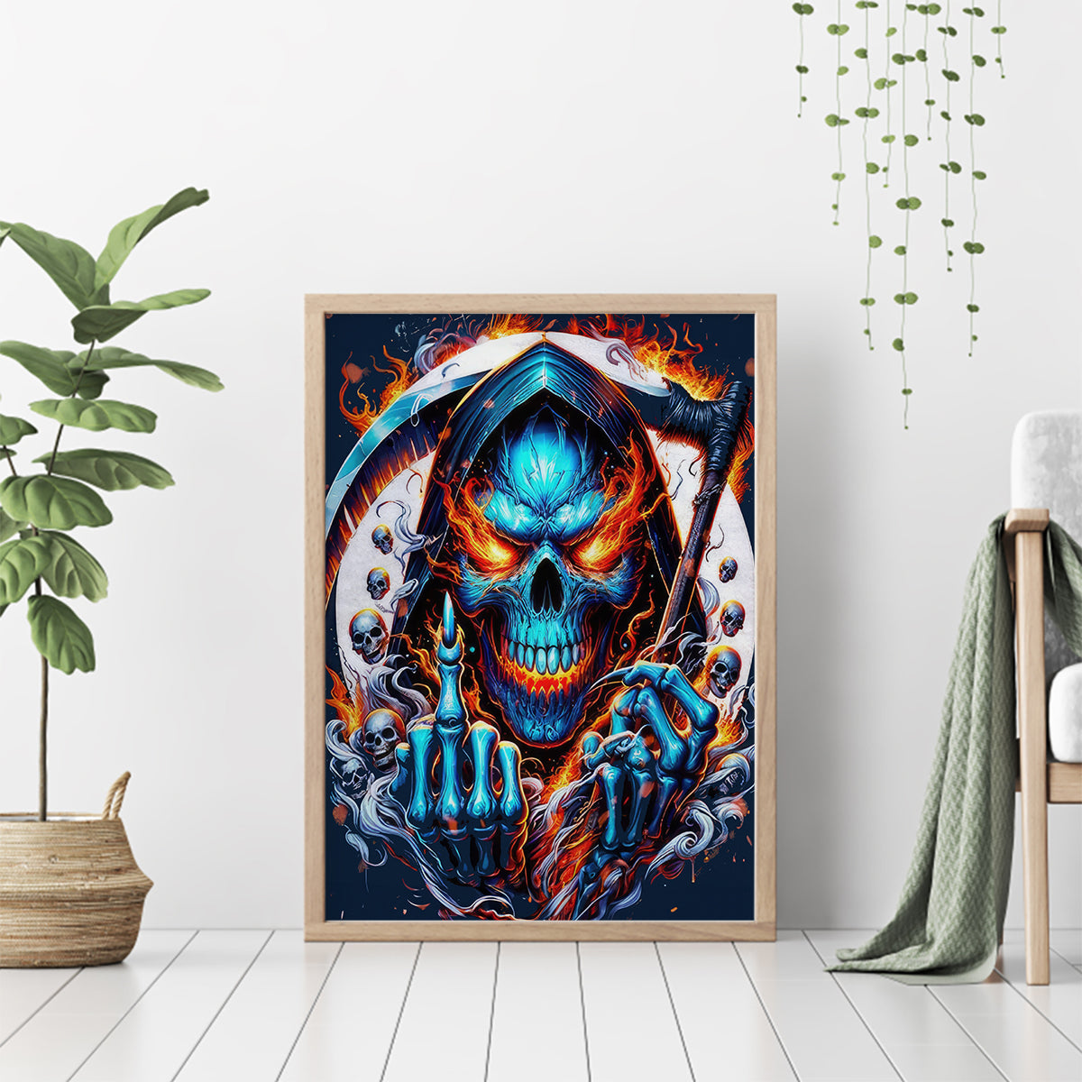 Reaper Skull Canvas Wall Art My Give A Fuck Is Broken But My Go Fuck Yourself Is Fully Functional - Wonder Print Shop