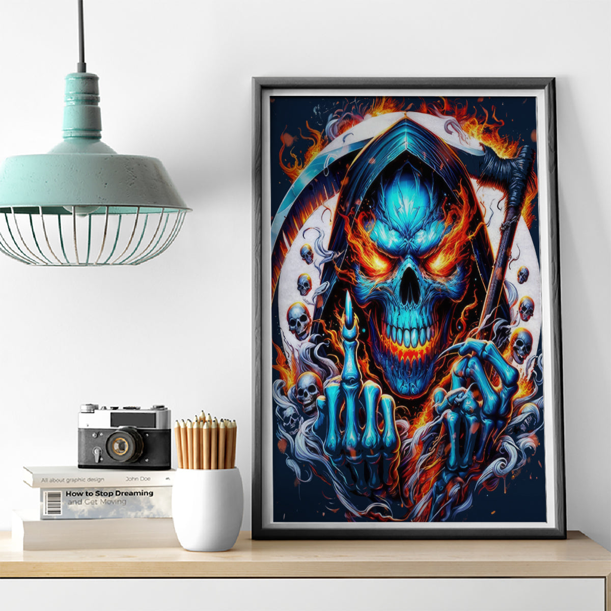 Reaper Skull Canvas Wall Art My Give A Fuck Is Broken But My Go Fuck Yourself Is Fully Functional - Wonder Print Shop