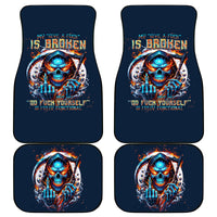 Reaper Skull Car Mats My Give A Fuck Is Broken But My Go Fuck Yourself Is Fully Functional - Wonder Print Shop