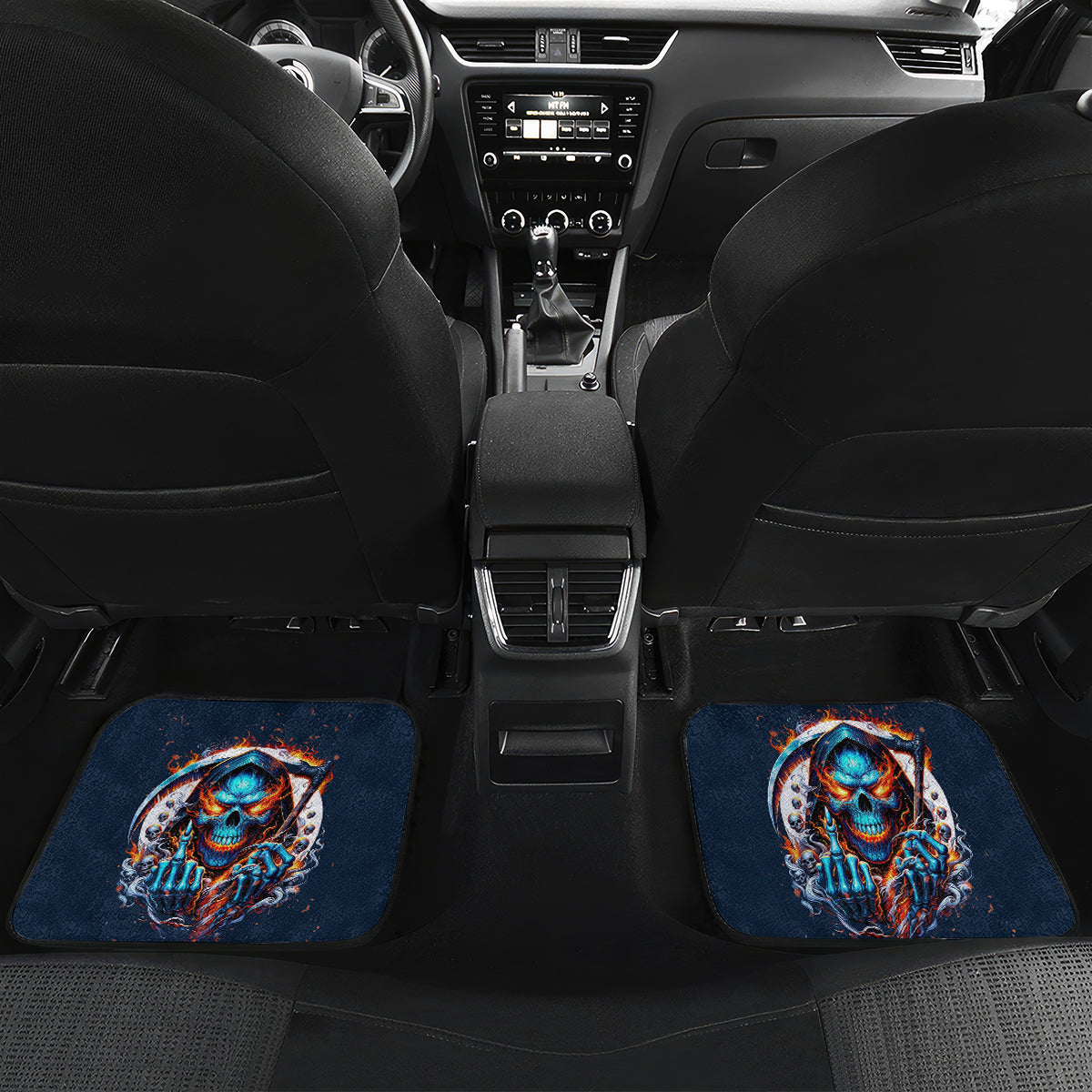 Reaper Skull Car Mats My Give A Fuck Is Broken But My Go Fuck Yourself Is Fully Functional - Wonder Print Shop