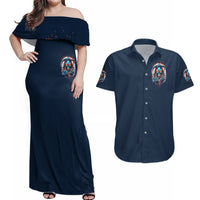Reaper Skull Couples Matching Off Shoulder Maxi Dress and Hawaiian Shirt My Give A Fuck Is Broken But My Go Fuck Yourself Is Fully Functional - Wonder Print Shop