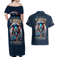 Reaper Skull Couples Matching Off Shoulder Maxi Dress and Hawaiian Shirt My Give A Fuck Is Broken But My Go Fuck Yourself Is Fully Functional - Wonder Print Shop