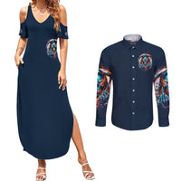 Reaper Skull Couples Matching Summer Maxi Dress and Long Sleeve Button Shirt My Give A Fuck Is Broken But My Go Fuck Yourself Is Fully Functional - Wonder Print Shop