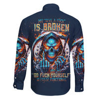Reaper Skull Family Matching Long Sleeve Bodycon Dress and Hawaiian Shirt My Give A Fuck Is Broken But My Go Fuck Yourself Is Fully Functional - Wonder Print Shop