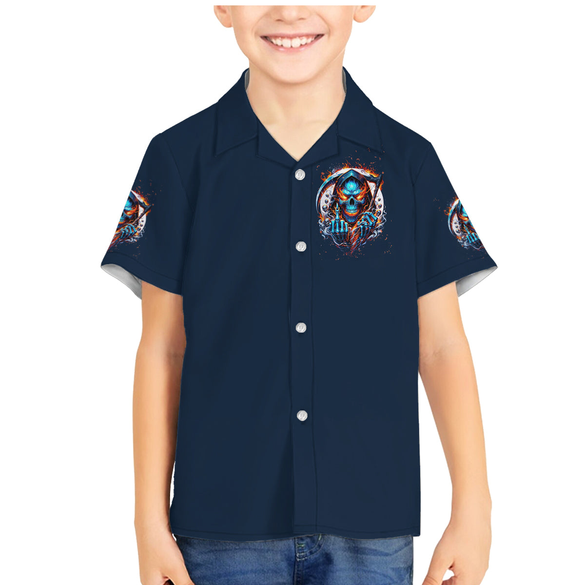 Reaper Skull Family Matching Mermaid Dress and Hawaiian Shirt My Give A Fuck Is Broken But My Go Fuck Yourself Is Fully Functional - Wonder Print Shop