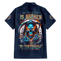 Reaper Skull Family Matching Puletasi and Hawaiian Shirt My Give A Fuck Is Broken But My Go Fuck Yourself Is Fully Functional - Wonder Print Shop