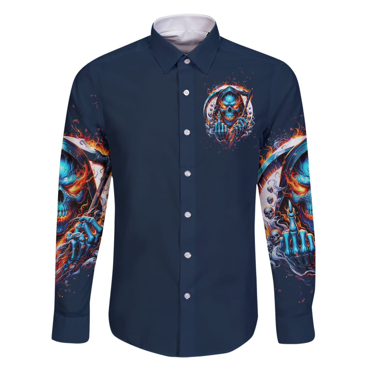 Reaper Skull Family Matching Short Sleeve Bodycon Dress and Hawaiian Shirt My Give A Fuck Is Broken But My Go Fuck Yourself Is Fully Functional - Wonder Print Shop