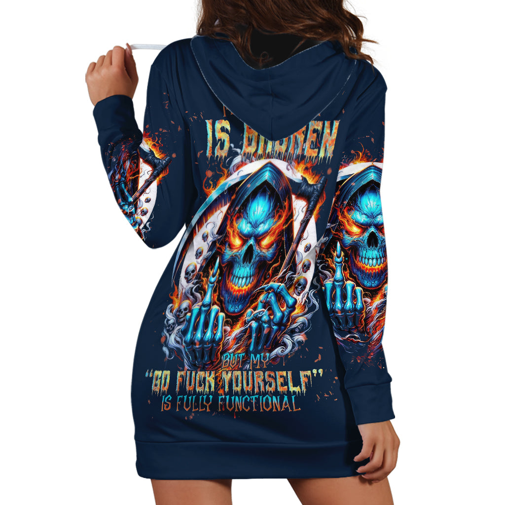 Reaper Skull Hoodie Dress My Give A Fuck Is Broken But My Go Fuck Yourself Is Fully Functional - Wonder Print Shop