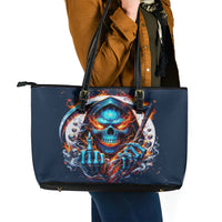 Reaper Skull Leather Tote Bag My Give A Fuck Is Broken But My Go Fuck Yourself Is Fully Functional - Wonder Print Shop