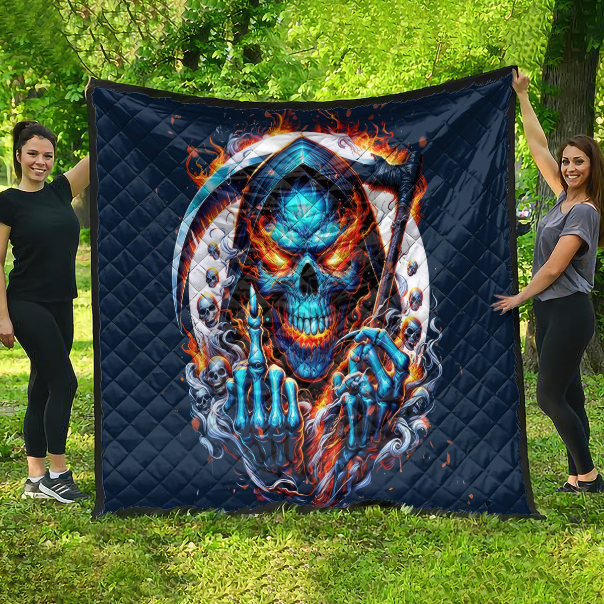 Reaper Skull Quilt My Give A Fuck Is Broken But My Go Fuck Yourself Is Fully Functional - Wonder Print Shop