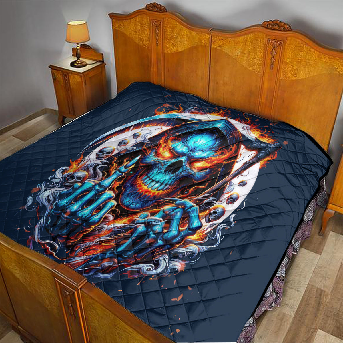 Reaper Skull Quilt My Give A Fuck Is Broken But My Go Fuck Yourself Is Fully Functional - Wonder Print Shop