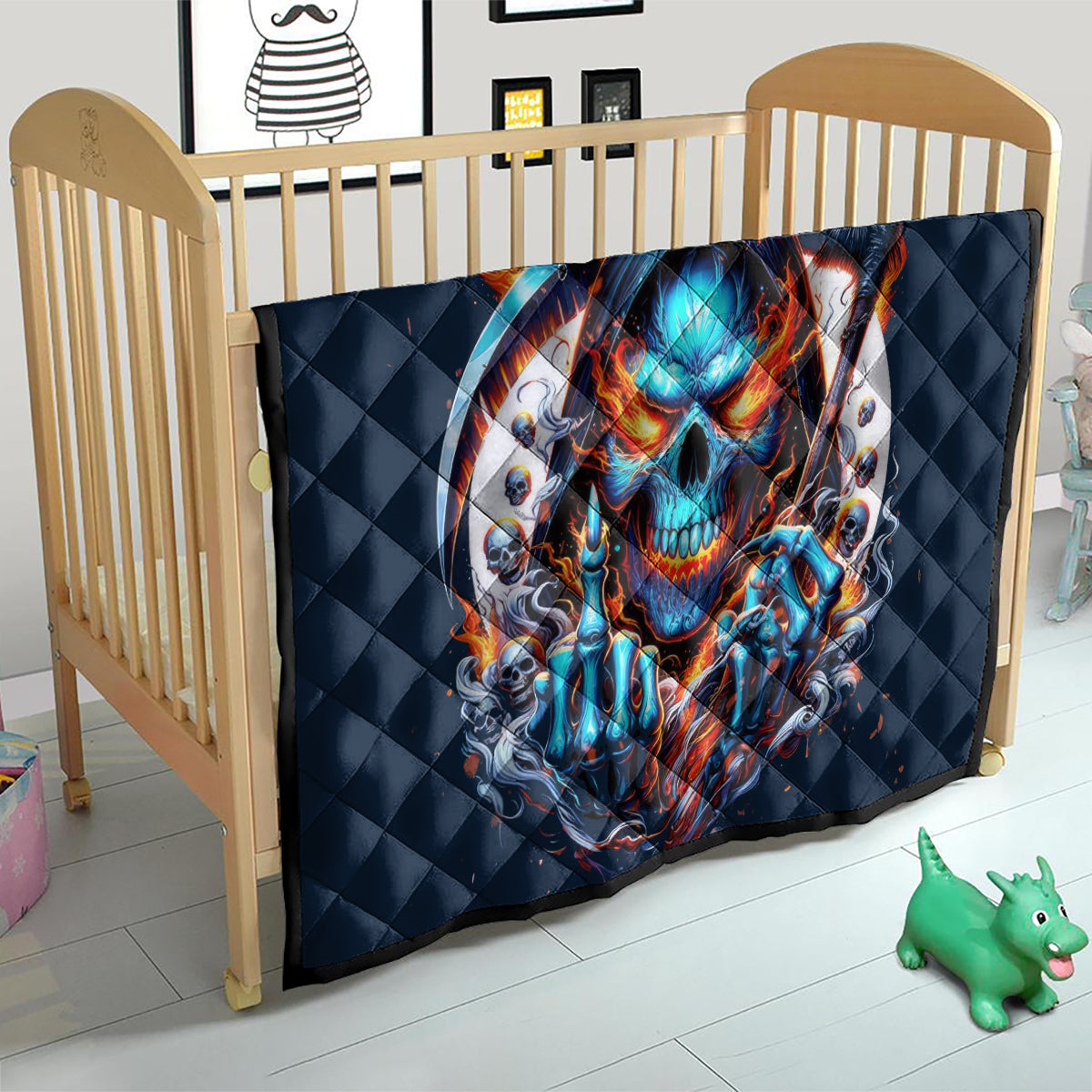 Reaper Skull Quilt My Give A Fuck Is Broken But My Go Fuck Yourself Is Fully Functional - Wonder Print Shop