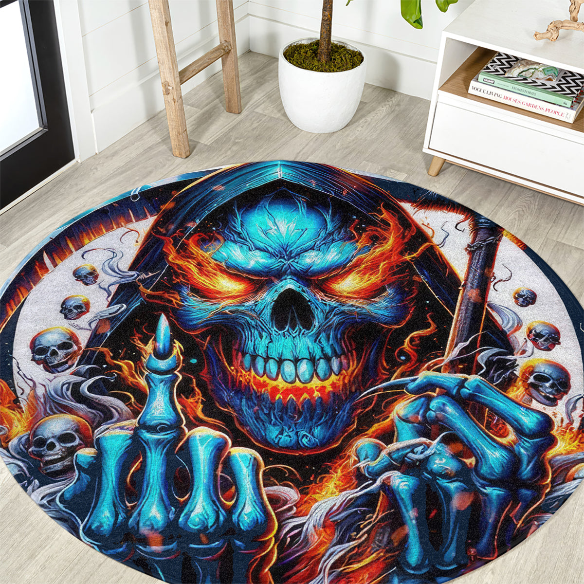 Reaper Skull Round Carpet My Give A Fuck Is Broken But My Go Fuck Yourself Is Fully Functional