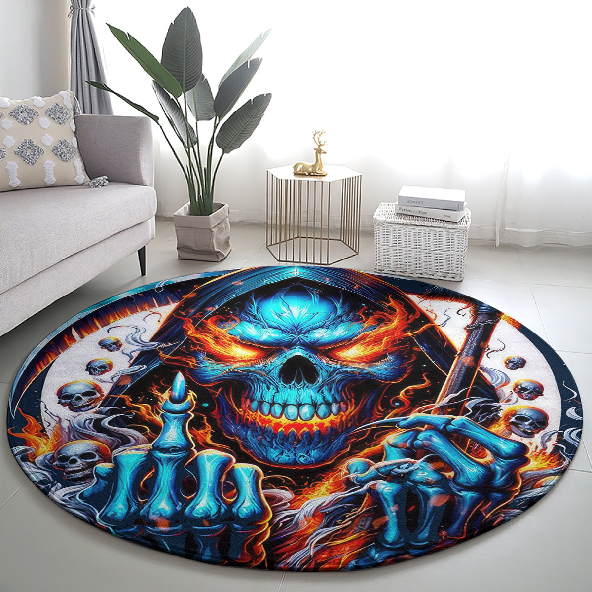 Reaper Skull Round Carpet My Give A Fuck Is Broken But My Go Fuck Yourself Is Fully Functional