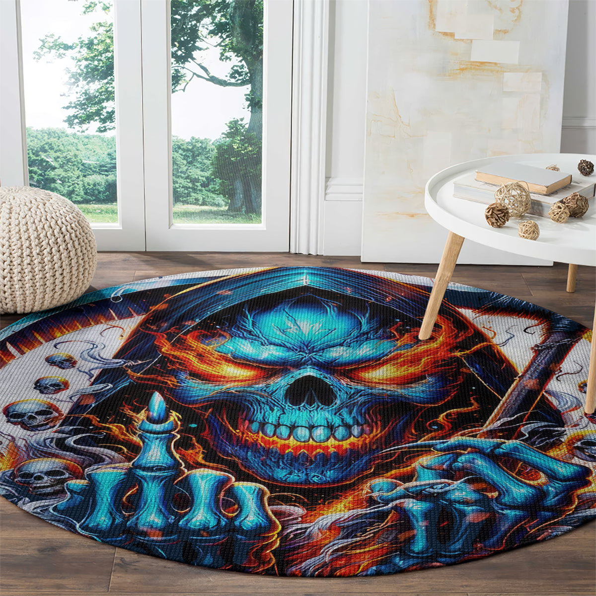 Reaper Skull Round Carpet My Give A Fuck Is Broken But My Go Fuck Yourself Is Fully Functional