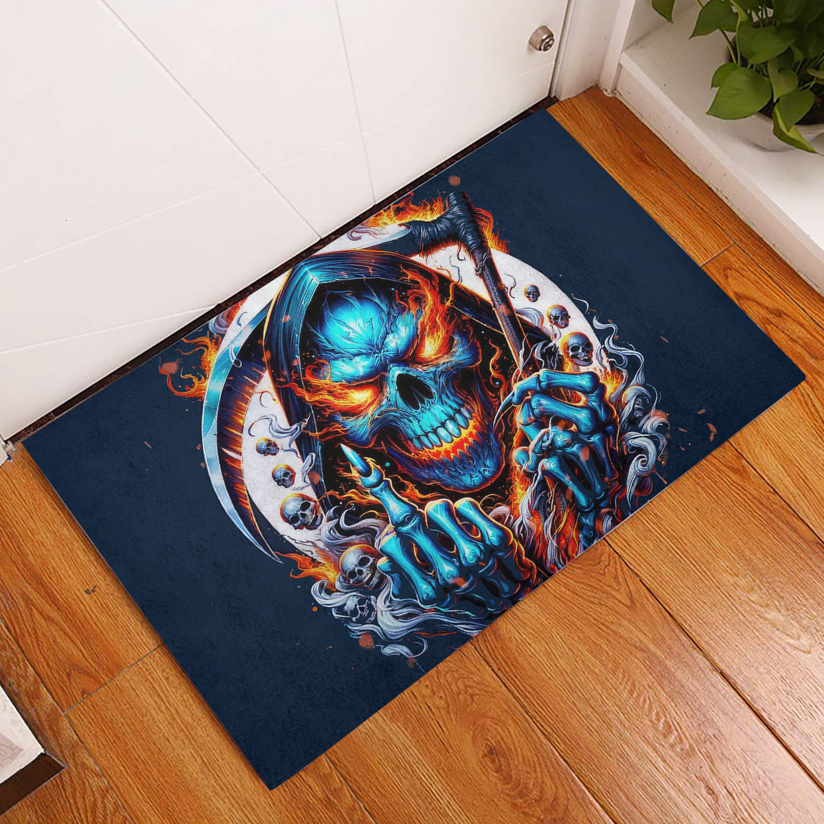 Reaper Skull Rubber Doormat My Give A Fuck Is Broken But My Go Fuck Yourself Is Fully Functional - Wonder Print Shop