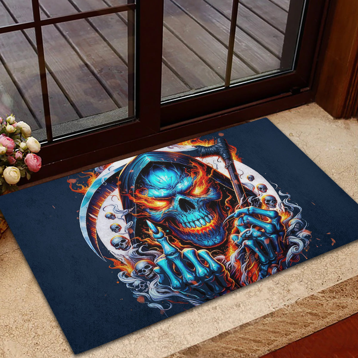 Reaper Skull Rubber Doormat My Give A Fuck Is Broken But My Go Fuck Yourself Is Fully Functional - Wonder Print Shop