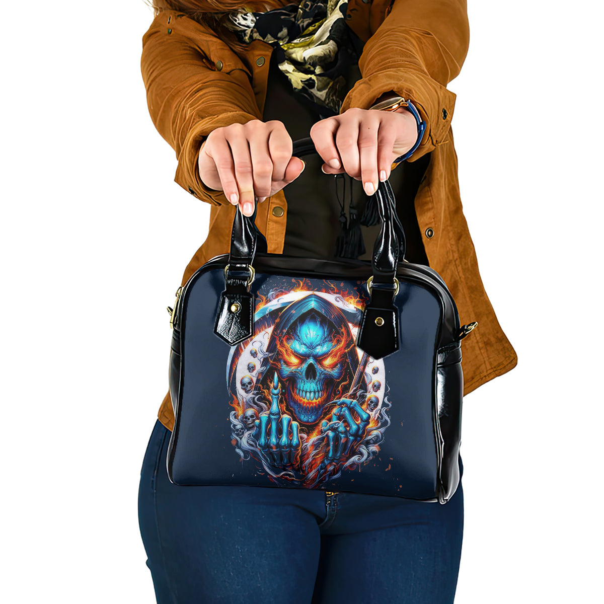 Reaper Skull Shoulder Handbag My Give A Fuck Is Broken But My Go Fuck Yourself Is Fully Functional