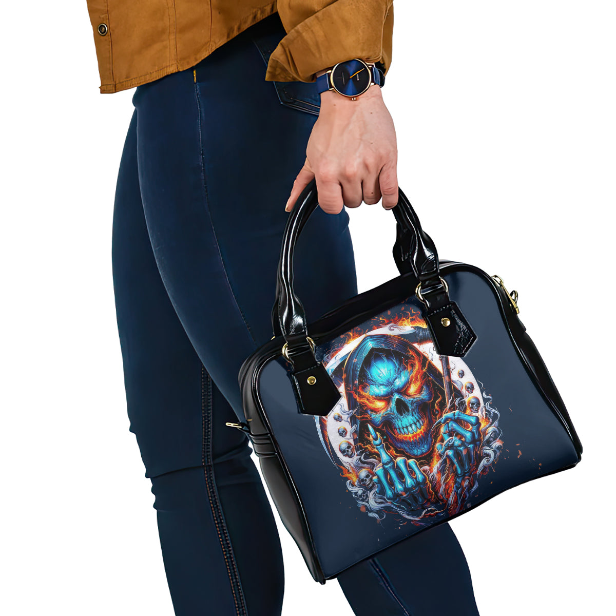 Reaper Skull Shoulder Handbag My Give A Fuck Is Broken But My Go Fuck Yourself Is Fully Functional
