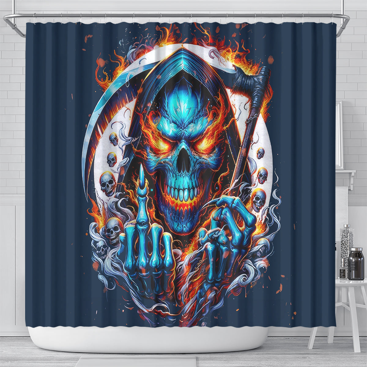 Reaper Skull Shower Curtain My Give A Fuck Is Broken But My Go Fuck Yourself Is Fully Functional