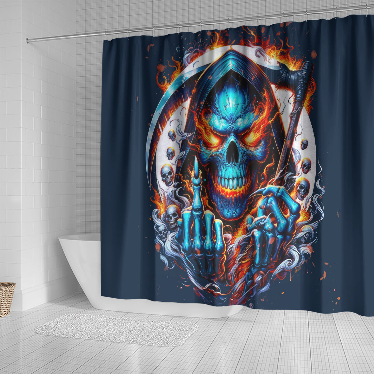 Reaper Skull Shower Curtain My Give A Fuck Is Broken But My Go Fuck Yourself Is Fully Functional