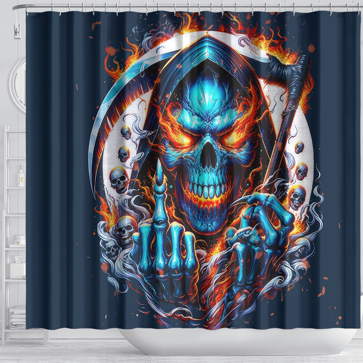 Reaper Skull Shower Curtain My Give A Fuck Is Broken But My Go Fuck Yourself Is Fully Functional