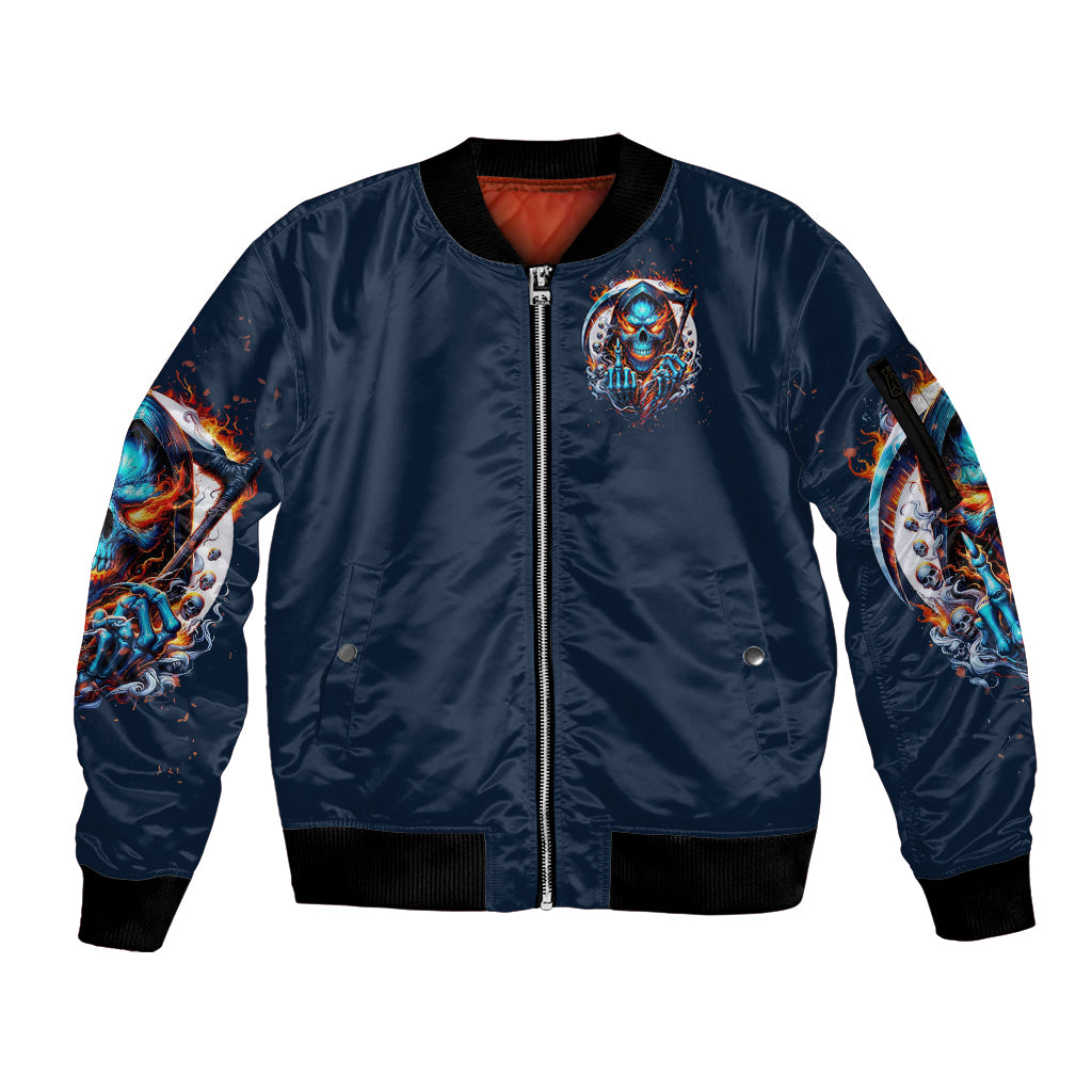 Reaper Skull Sleeve Zip Bomber Jacket My Give A Fuck Is Broken But My Go Fuck Yourself Is Fully Functional - Wonder Print Shop