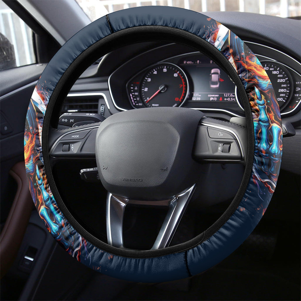Reaper Skull Steering Wheel Cover My Give A Fuck Is Broken But My Go Fuck Yourself Is Fully Functional - Wonder Print Shop