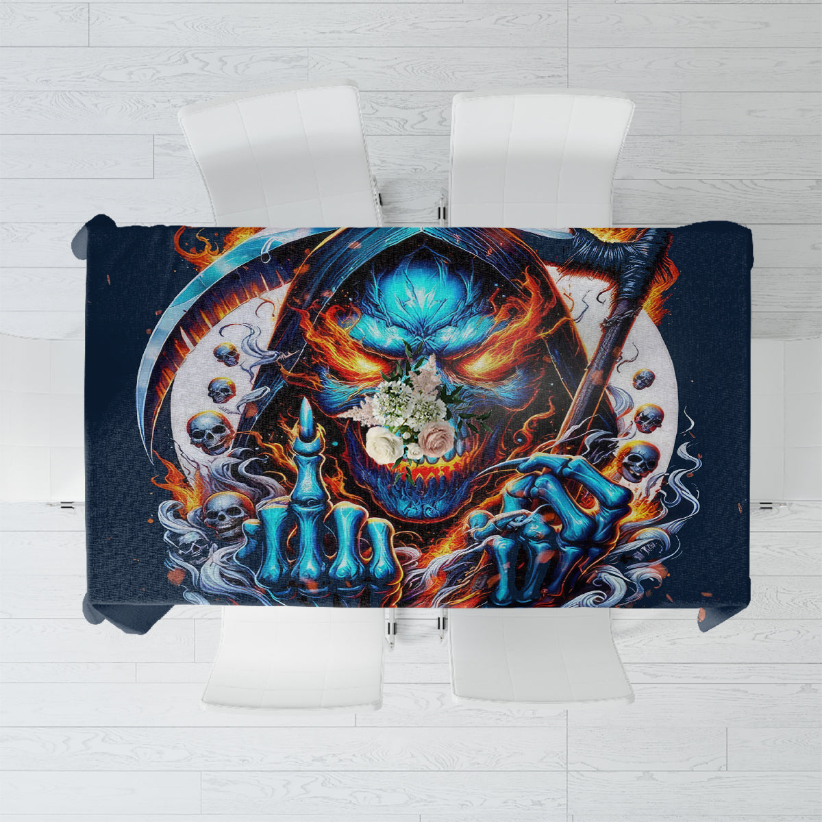Reaper Skull Tablecloth My Give A Fuck Is Broken But My Go Fuck Yourself Is Fully Functional - Wonder Print Shop