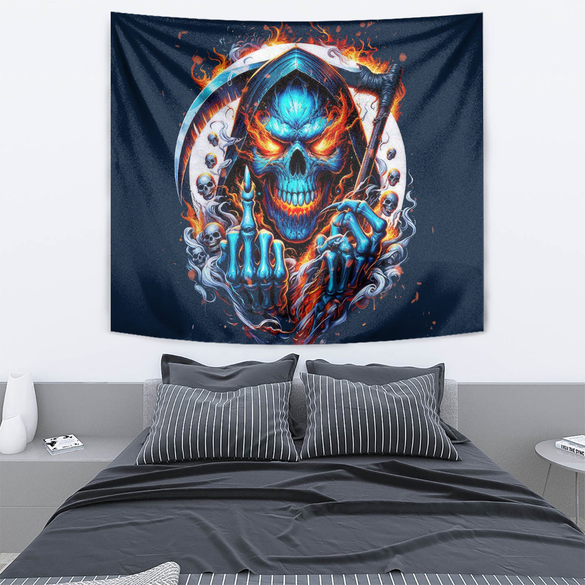 Reaper Skull Tapestry My Give A Fuck Is Broken But My Go Fuck Yourself Is Fully Functional - Wonder Print Shop