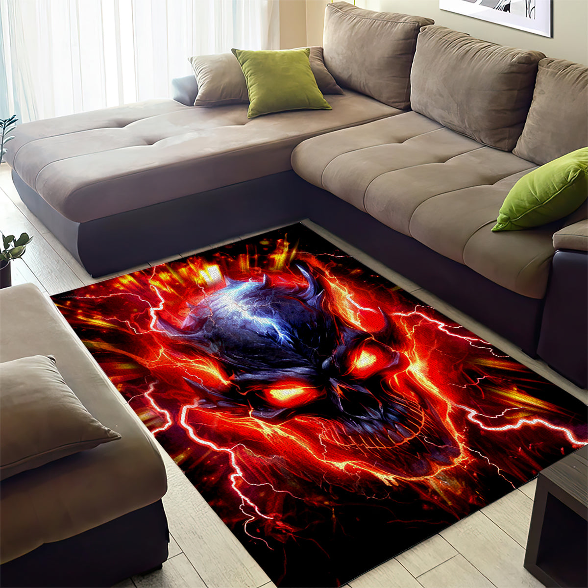 Flame Skull Area Rug I'm Never Alone My Demons Are With Me 24/7 - Wonder Print Shop