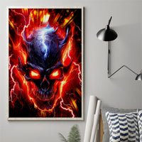 Flame Skull Canvas Wall Art I'm Never Alone My Demons Are With Me 24/7 - Wonder Print Shop