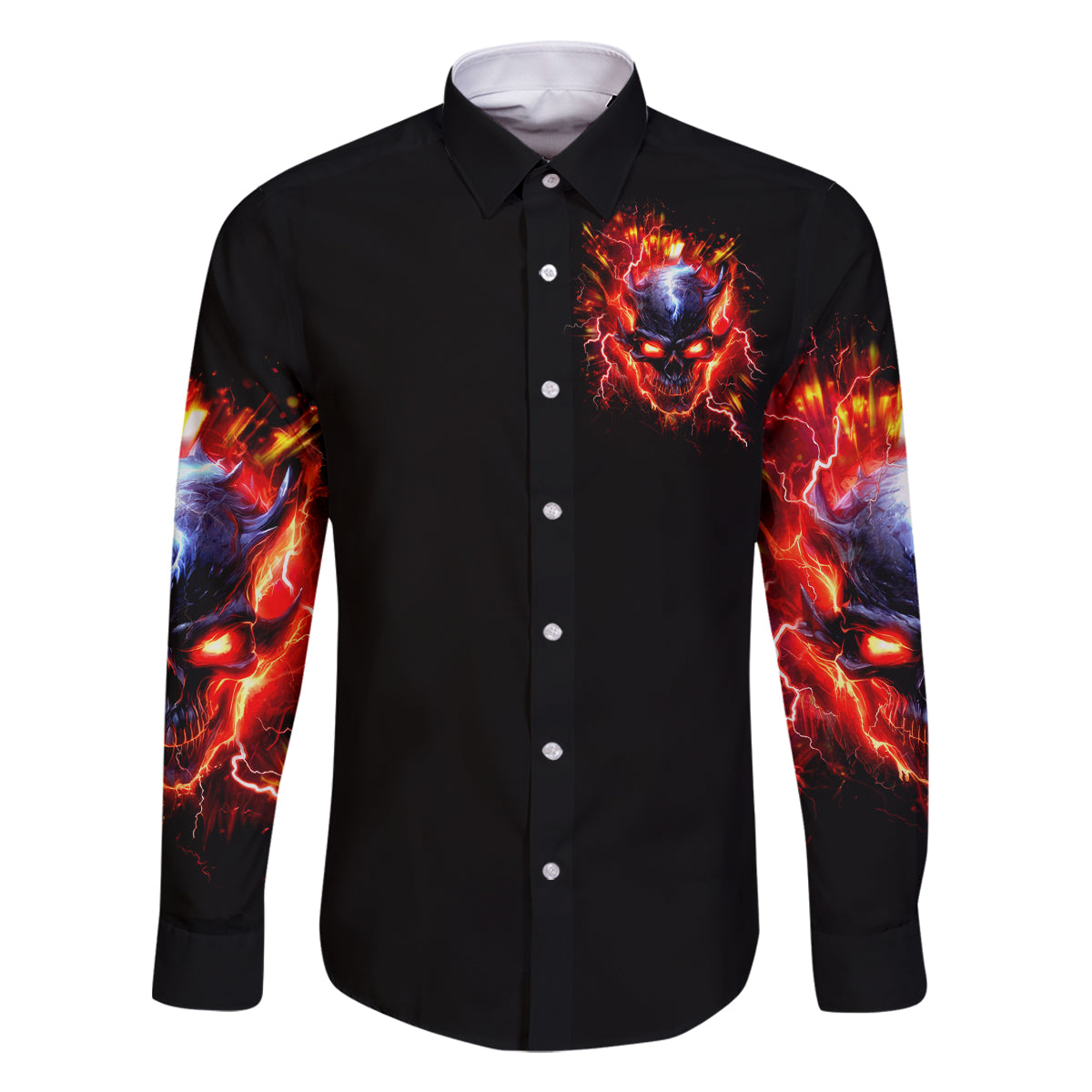 Flame Skull Family Matching Summer Maxi Dress and Hawaiian Shirt I'm Never Alone My Demons Are With Me 24/7 - Wonder Print Shop