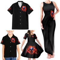 Flame Skull Family Matching Tank Maxi Dress and Hawaiian Shirt I'm Never Alone My Demons Are With Me 24/7 - Wonder Print Shop